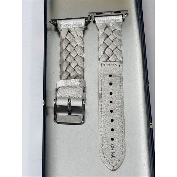 Brighton Sutton Apple Watch Band Braided Leather Shoe White Floral Tin Fit 38mm+ - Picture 9 of 16
